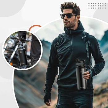  Bidon rowerowy butelka termiczna na napoje stal nierdzewna 530ml - czarny - zdj. dodatkowe 2