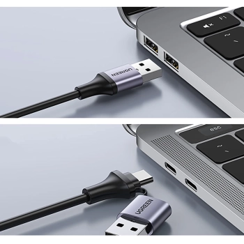  Adapter przejściówka HDMI (żeński) - USB-A / USB-C (męski) - szary - zdj. dodatkowe 1
