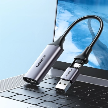  Adapter przejściówka HDMI (żeński) - USB-A / USB-C (męski) - szary - zdj. dodatkowe 8
