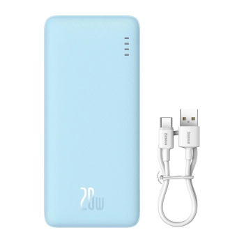 Powerbank 20000mAh Airpow 20W z kablem USB-A - USB-C 50cm - niebieski