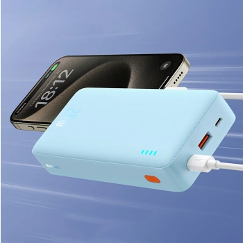  Powerbank 20000mAh Airpow 20W z kablem USB-A - USB-C 50cm - niebieski - zdj. dodatkowe 4