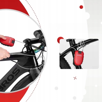  Zapięcie blokada rowerowe z linką zwijaną i zamkiem szyfrowym - czerwone - zdj. dodatkowe 9