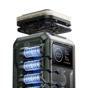  Powerbank turystyczny 75000mAh 100W USB-C USB-A lampka sygnał SOS - zielony - zdj. dodatkowe 2