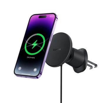  Uchwyt samochodowy na iPhone z ładowarką indukcyjną 15W na kratkę nawiewu - czarny - zdj. dodatkowe 1