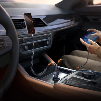  Ładowarka samochodowa Mini 15W USB-A USB-C - czarna - zdj. dodatkowe 8