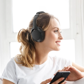  Słuchawki nauszne H6 ANC bezprzewodowe Bluetooth 5.3 IPX4 - czarne - zdj. dodatkowe 5