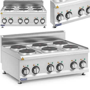 Kuchnia elektryczna nastawna 6 pól grzewczych śr. 19 cm 12 kW 400 V