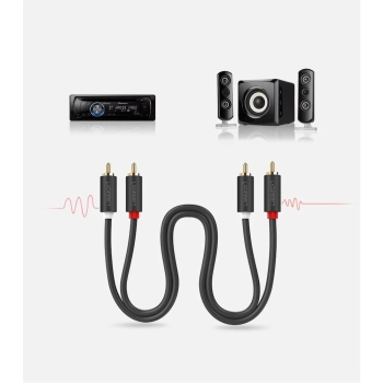  Kabel przewód audio 2RCA (męski) - 2RCA (męski) 2m - szary - zdj. dodatkowe 10