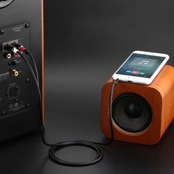  Kabel przewód audio mini jack (męski) - 2RCA (męski) 1m - czarny - zdj. dodatkowe 5