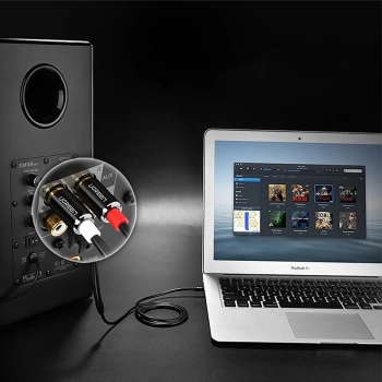  Kabel przewód audio mini jack (męski) - 2RCA (męski) 1m - czarny - zdj. dodatkowe 7