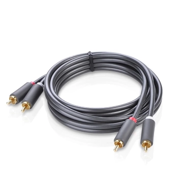  Kabel przewód audio 2RCA (męski) 3m - szary - zdj. dodatkowe 3