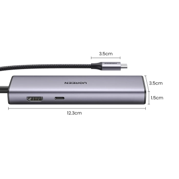  HUB Adapter USB-C - USB-A / HDMI / RJ45 / czytnik kart SD i TF / USB-C PD 100W - szary - zdj. dodatkowe 2