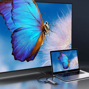  HUB Adapter USB-C - USB-A / HDMI / RJ45 / czytnik kart SD i TF / USB-C PD 100W - szary - zdj. dodatkowe 7