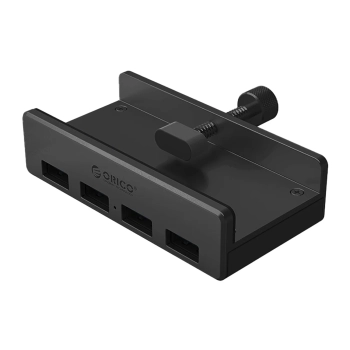 Hub rozdzielacz MH4PU na zacisk do biurka monitora 4x USB-A - czarny