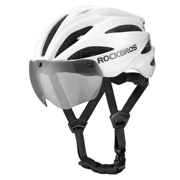  Kask rowerowy z szybką odpinanymi okularami z filtrem UV unisex - biały mat - zdj. dodatkowe 1
