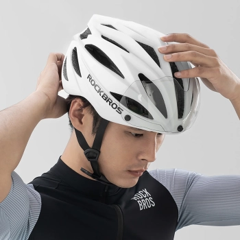  Kask rowerowy z szybką odpinanymi okularami z filtrem UV unisex - biały - zdj. dodatkowe 9