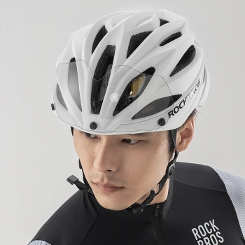  Kask rowerowy z szybką odpinanymi okularami z filtrem UV unisex - biały - zdj. dodatkowe 10