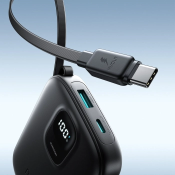  Powerbank 10000mAh z wbudowanym kablem 22.5W USB-C 0.25 cm - czarny - zdj. dodatkowe 8