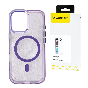 Etui ochronne na Samsung Galaxy S25 Glitter Case z Mag Safe - fioletowe z brokatem
