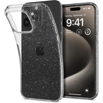 Etui pokrowiec na iPhone 15 Pro Max Liquid Crystal - przezroczysto brokatowe