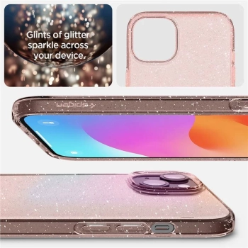 Etui case na iPhone 15 Plus Liquid Crystal Glitter - różowo przezroczyste
