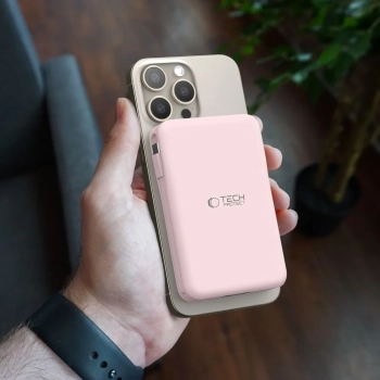  Powerbank 10000 mAh USB-A USB-C z kablami USB-C iPhone Lightning MagSafe - różowy - zdj. dodatkowe 10