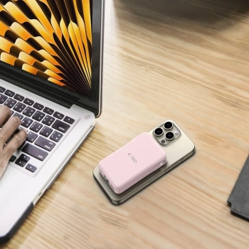  Powerbank 10000 mAh USB-A USB-C z kablami USB-C iPhone Lightning MagSafe - różowy - zdj. dodatkowe 8
