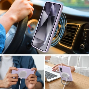  Etui pokrowiec na Samsung Galaxy S25 Edge Liquid Silicone MagSafe - fioletowe - zdj. dodatkowe 2