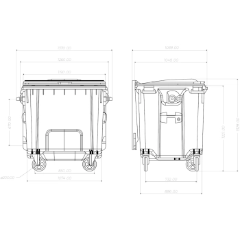  Kontener pojemnik na odpady śmieci komunalne PZH EN 840-2 DIN 1100L - żółty - zdj. dodatkowe 5
