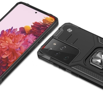  Pancerne hybrydowe etui z magnetycznym uchwytem do Samsung Galaxy S22 Ultra Ring Armor - niebieski - zdj. dodatkowe 1