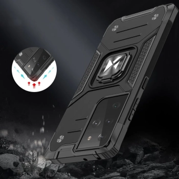  Pancerne hybrydowe etui z magnetycznym uchwytem do Samsung Galaxy S22 Ultra Ring Armor - niebieski - zdj. dodatkowe 6