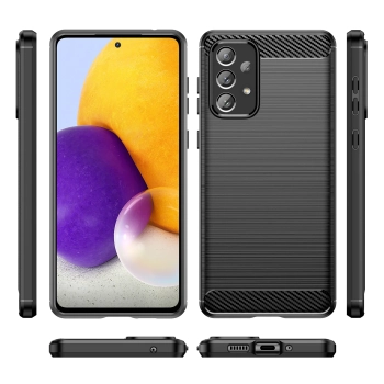  Elastyczne etui pokrowiec na Samsung Galaxy A73 Carbon Case - czarny - zdj. dodatkowe 4