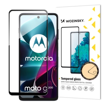Szkło hartowane do Motorola Moto G200 5G 9H na cały ekran z czarną ramką Tempered Glass