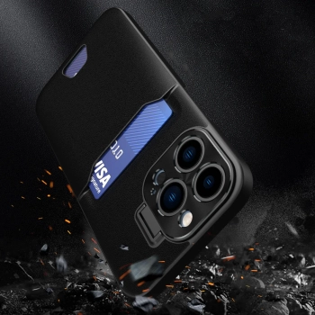  Etui pokrowiec portfel na kartę z podstawką na Samsung Galaxy S23+ Leather Stand Case - czarny - zdj. dodatkowe 6