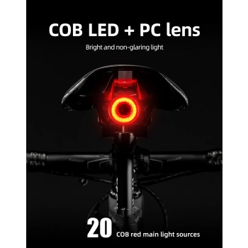  Lampka rowerowa tylna z inteligentnym systemem stop Q5 - czarna - zdj. dodatkowe 9