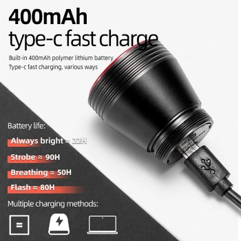  Lampka rowerowa tylna z inteligentnym systemem stop Q5 - czarna - zdj. dodatkowe 6