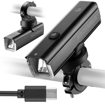  Lampka rowerowa przednia 1000 lm z kablem USB-C - USB-A - czarna - zdj. dodatkowe 1