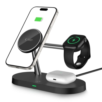  Ładowarka indukcyjna 3w1 na smartfon słuchawki smartwatch z MagSafe - czarna - zdj. dodatkowe 1