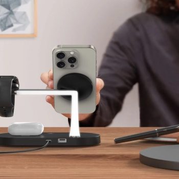  Ładowarka indukcyjna 3w1 na smartfon słuchawki smartwatch z MagSafe - czarna - zdj. dodatkowe 5