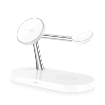  3w1Ładowarka indukcyjna na smartfon słuchawki smartwatch z MagSafe - biała - zdj. dodatkowe 2