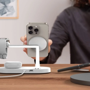  3w1Ładowarka indukcyjna na smartfon słuchawki smartwatch z MagSafe - biała - zdj. dodatkowe 5