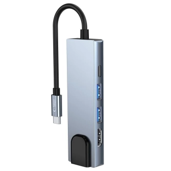  5w1 HUB rozdzielacz USB-C na USB-C USB-A HDMI RJ45 - szary - zdj. dodatkowe 4