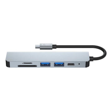  6w1 HUB rozdzielacz USB-C na USB-A USB-C HDMI micro SD / TF / SD - szary - zdj. dodatkowe 5
