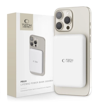 Powerbank 5000mAh z MagSafe USB-C 15W z kablem USB-C - biały