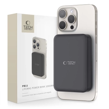 Powerbank 10000mAh MagSafe USB-C 15W z kablem USB-C - czarny