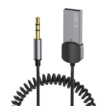 Adapter przejściówka audio AUX mini jack 3.5mm (męski) - Bluetooth - szary
