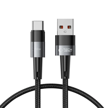Kabel przewód USB-C - USB-A 66W 6A 0.25m - szary