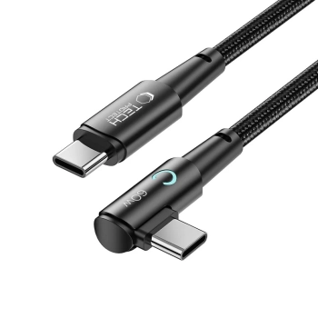  Kabel przewód kątowy i prosty USB-C 60W 6A 2m - szary - zdj. dodatkowe 2