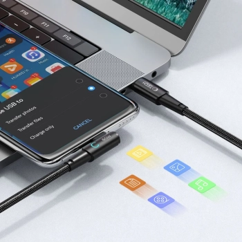  Kabel przewód kątowy i prosty USB-C 60W 6A 2m - szary - zdj. dodatkowe 4