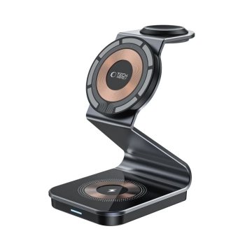  Ładowarka indukcyjna 3w1 z MagSafe na smartfon Apple Watch AirPods - czarna - zdj. dodatkowe 2